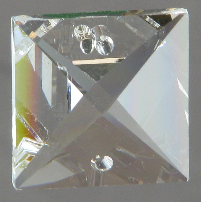 Clear Square Cut Crystal 2-Hole 20 mm